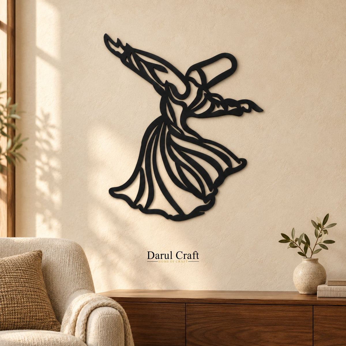 Whirling Dervish Islamic Calligraphy Wall Art – Laser Cut MDF Home Décor